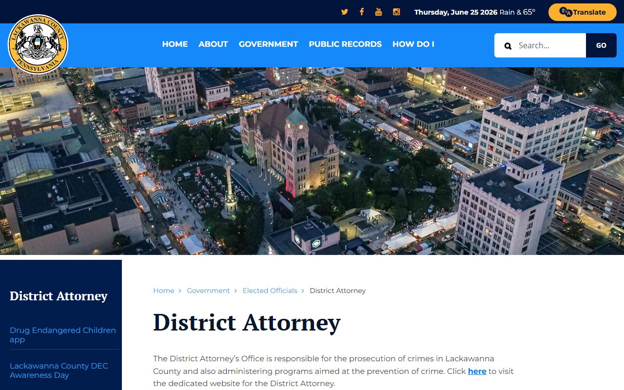 Lackawanna County District Attorney court records after arrest source