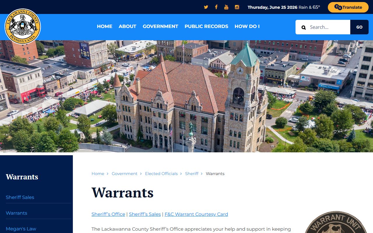 Lackawanna County warrants and court records after jail arrest source